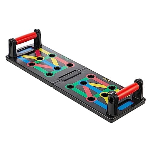 12-in-1 Push Up Board, Foldable Press-Up Board with Resistance Bands, Multi-Function Fitness Board for Chest, Arms, Shoulders, Home Gym Strength Training Equipment for Men & Women (Black, 12 IN 1)