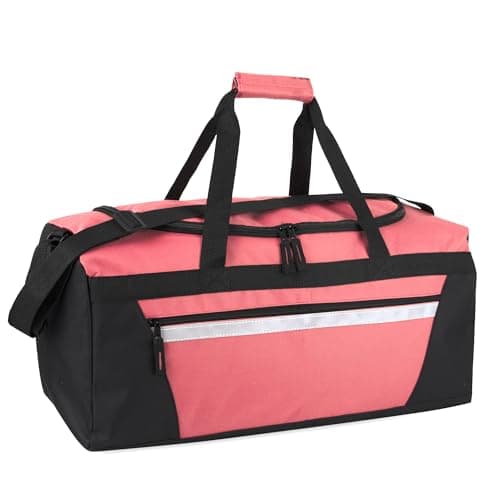 40 Litre, 22 Inch Duffle Bag for Women Men Travel; Large Duffel Bag with Shoulder Strap, Sections (Pink)