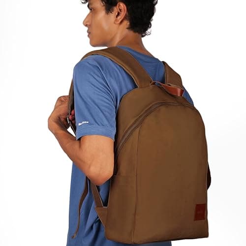 WooStyle Premium Cotton Canvas Backpack – Stylish, Lightweight, Multifunctional Laptop Bag, Extra Capacity. Fits 13”-15” inch Laptops. Unisex, All Ages. Includes Matching Pouch (Brown) — view 6