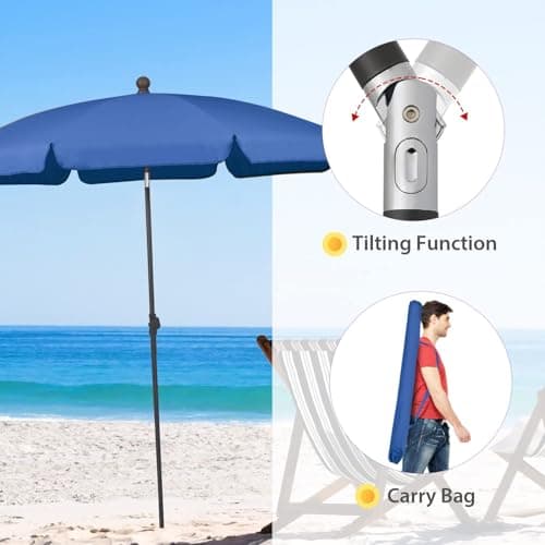 Sekey 2m Garden Parasol with Umbrella Cover - Adjustable and Portable Patio Umbrella for Beach, Garden, Pool, and Patio - UPF 50+ Sun Protection — view 5