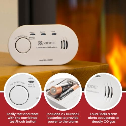Twin Pack Kidde 5CO Battery Powered Carbon Monoxide Alarm and Detector - 10 Year Sensor Life with AA Batteries — view 3