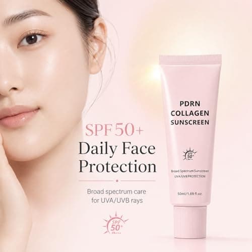 PDRN Collagen Face Sunscreen for Women, Sunscreen for Face, SPF Moisturizer Face, SPF 50 PA+++ Cream with Niacinamide, Squalane & Hydrolysed Collagen, for All Skin Types, Hydrating Daily Glow, 50ml — view 2