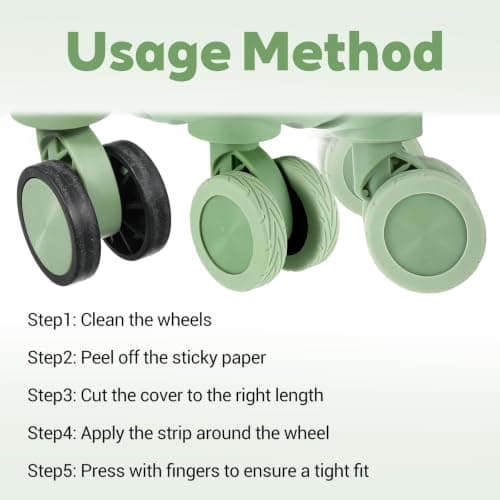 Wanmu 8 Pcs Luggage Wheels Protection Covers, Anti-Noise Silicone Wheel Protective Covers for 2-2.4'' Spinner Wheel, Wear-Resistant Travel Carry On Luggage Suitcases Wheels Protector (Green) — view 6