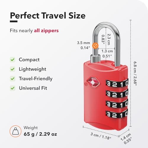 NovLock Suitcase Padlocks, TSA Approved Luggage Locks, Travel Padlocks — view 4