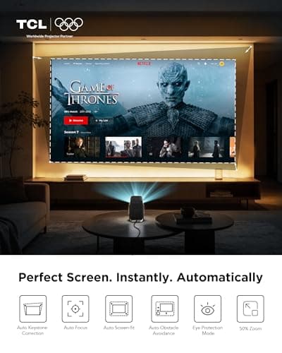 TCL C1 Portable Projector for Home Cinema & Bedroom, Native 1080P 4K Supported Mini Projector, Licensed Google TV & Netflix, WiFi, Bluetooth, Auto Focus Smart Projector — view 6