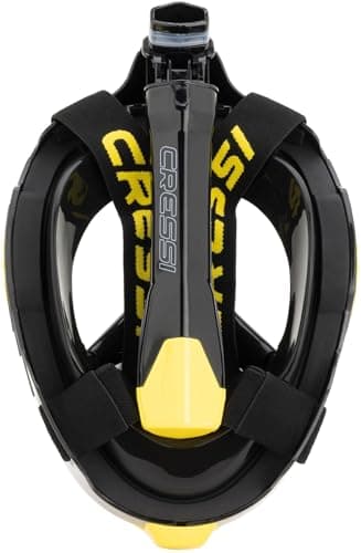 Cressi Bali Full Face Snorkel Mask - Panoramic Diving Mask - Dry-Top Snorkel Set for Adults - Leak-Free Scuba Equipment - Black / Yellow - L-XL — view 3