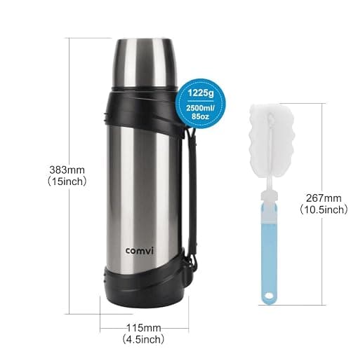 Maqash Flask for hot Drink – 2.5 Litre - 24 Hours Hot & Cold Thermal - Coffee, Tea, Gym & Car – 3 Layers (2 Steel &1 Copper Layer) Vacuum Insulated Coffee Flask - Stainless Steel- Gift Idea – Silver — view 5