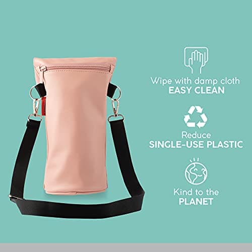 Typhoon PURE Bottle Bag | Vegan Leather Bag Perfect For Hiking or Travel | Keep Bottles Safe, Easy to Carry, and Cool On the Go | Pink, 110mm x 150mm x 335mm — view 4