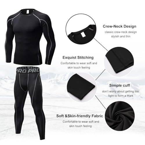 LNFINTDO Thermal Underwear for Men Long Johns Base Layer Compression sets — view 4