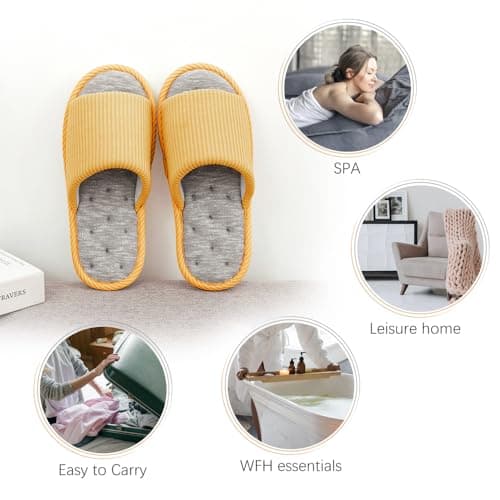 TIECHI Womens Slippers, Ladies Slippers Open Toe Slipper Women, Non-Slip House Memory Foam Slipper Women for Indoor Outdoor, 38-39EU/5-6UK, Yellow — view 5