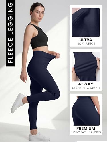 Love My Fashions® Womens Fleece Lined Thermal High Waisted Leggings for Women UK Tummy Control Seamless Soft Warm Everyday Casual Winter Pants Navy Blue — view 3
