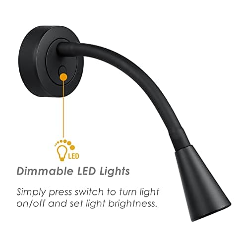 acegoo 12V LED Reading Light Campervan Boat Dimmable Reading Lamp with USB Charger Flexible Gooseneck Light for Camper Van Travel Trailer Truck Car Interior Lighting, DC 24V Hard-Wired Surface Mount — view 4