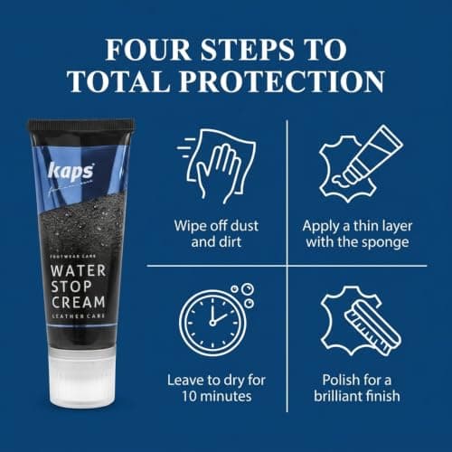 Kaps Quality Waterproofing Shoe Cream For Smooth Leather Boots, Nourishment With Natural Wax And Sponge Applicator, Water Stop, Many Colours (100 - neutral/transparent) — view 4