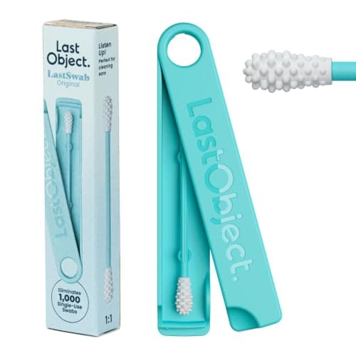LastSwab Reusable Cotton Buds - Washable Silicone Ear Buds for Ear Cleaning - Eco-Friendly Reusable Ear Swabs & Ear Wax Remover - Zero Waste Alternative to Single-Use - Travel Case - Turquoise