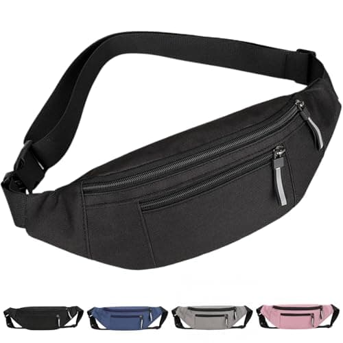 Bum Bag – Lightweight Waist Bag & Waterproof Fanny Pack for Women & Men, Secure Travel Belt Bag for Festivals, Hiking, Running, Holidays – Ideal Bum Bags for Ladies & Men (Black)