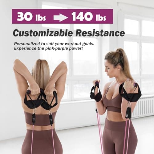 AlongSong Pilates Equipment, Resistance Band Set Men Women with Pilates Bar — view 4