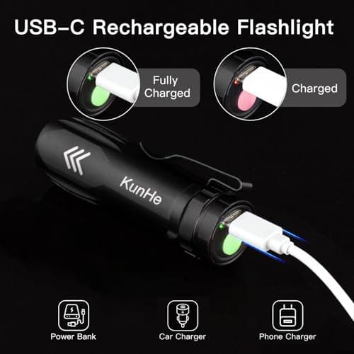 KunHe 10 Pack Small Rechargeable Torch Bulk USB-C Mini High Lumen Torch Clip-on Portable Pocket Flash Light for EDC Emergency Home Use — view 5