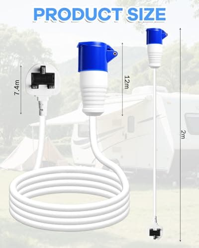 Connextion 16Amp to 13Amp Adapter, Camping Electric Hook Up Cable, 3 Pin UK Electric Hookup Adapter 220~250V for Caravan Campervan Motorhome Mains to UK Plug — view 6