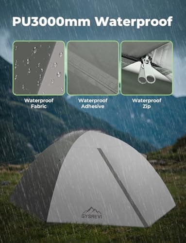 Gysrevi Camping Tent 1/2 Man Waterproof Tents for Camping, 3 Season, Grey — view 4