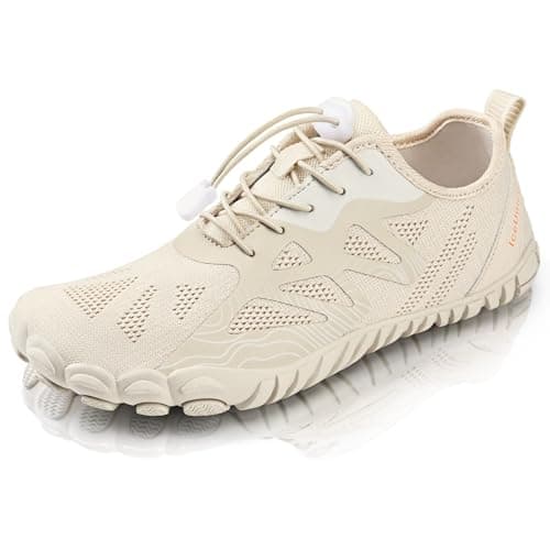 Barefoot Shoes Men Women Water Shoes Wide Lightweight Walking Shoes(New Beige,5UK)