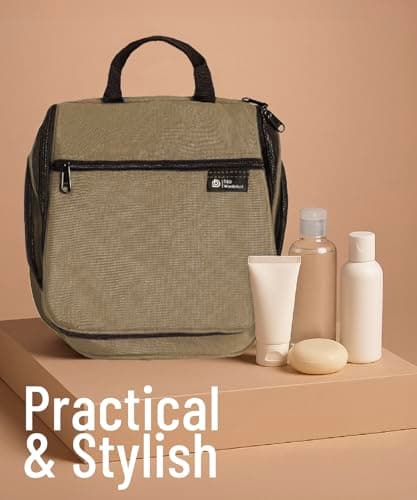 D&D Hanging Toiletry Bag for Women and Men, Travel Wash Bag, Light Brown — view 6