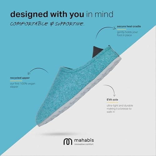 mahabis | Unisex Slippers | Lite Collection | Vegan | Ultra Lightweight | EVA Sole | Bold Colourful Design | Lining Free | Sky & Grey | Size 8.5-9 — view 3