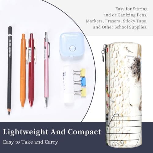 kkvhhyuo Leather Pencil PU Leather Cosmetic Makeup Bag, Stone House with Bike Printed Pen Bags with Silver Zipper Storage Box for School College Office Travel — view 6