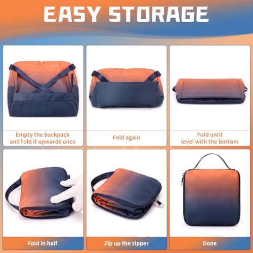 Drawstring Backpack, Swimming Bags for Kids with Shoe Storage Bag, Orange-Blue Gradient Gym Backpack, Water-Resistant, Swimming Bags for Gym,School, Beach, Shopping, Travel, Climbing, Camping — view 6