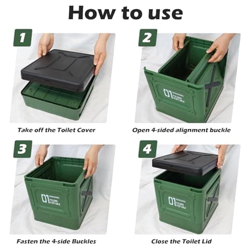 Foldable Portable Toilet for Camping & Travel – Heavy Duty 150kg Capacity, PP-ABS Collapsible Toilets Stool with Storage Bag, Waste Bags & Solidifier – Emergency Toilet for Car, RV, Fishing, Outdoor — view 4