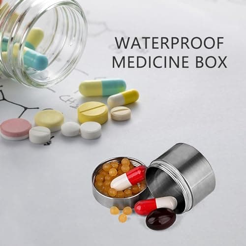 Stainless Steel Pill Case, Stainless Steel Medication case, Waterproof Pill Storage Box Travel, Tea Canister for Loose Tea, Travel Pill Organizer for Home, Traveling, Vocation, Outdoor — view 4