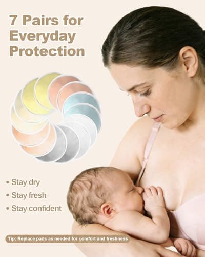 Oiomniv Reusable Breast Pads, 14 Pack, 4.7 Inch Washable Nursing Pads — view 3