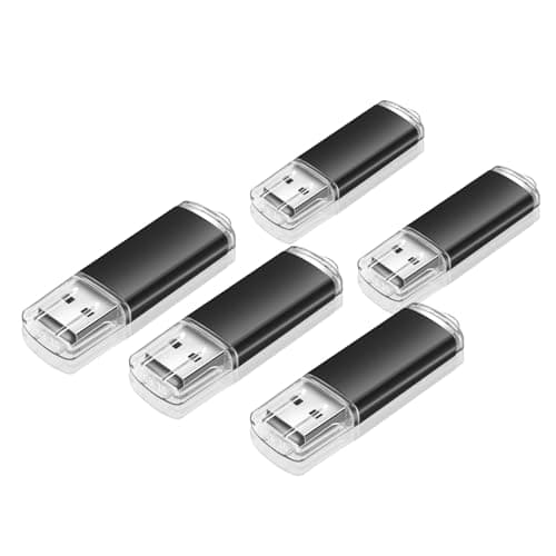 jiqichimao 5 Pack 32GB Black Plastic USB Flash Drive, USB 2.0 usb drive