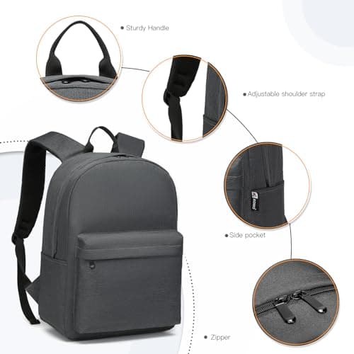 Kono Children's Backpack School Bag for Boys and Girls Lightweight Rucksack for Teenagers Students Bookbag Travel Casual Daypack Women Men (Dark Grey) — view 6