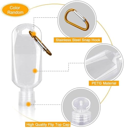 10 Pcs Hand Sanitiser with Clip Set, Hand Sanitiser Mini, Travel Hand Sanitiser, Easy to Carry Reusable 30ml Refillable Travel Bottle Disinfectant Alcohol — view 3