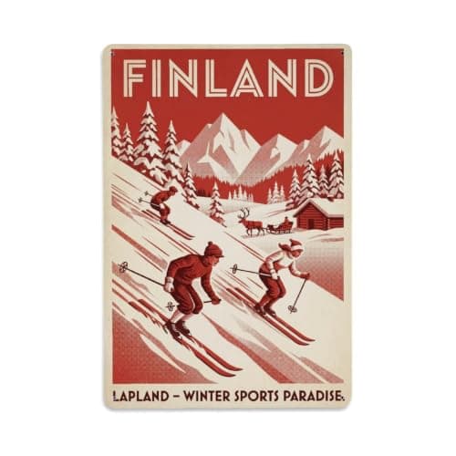 Lapland Skiing Mountain Winter Travel Sports Metal Tin Sign