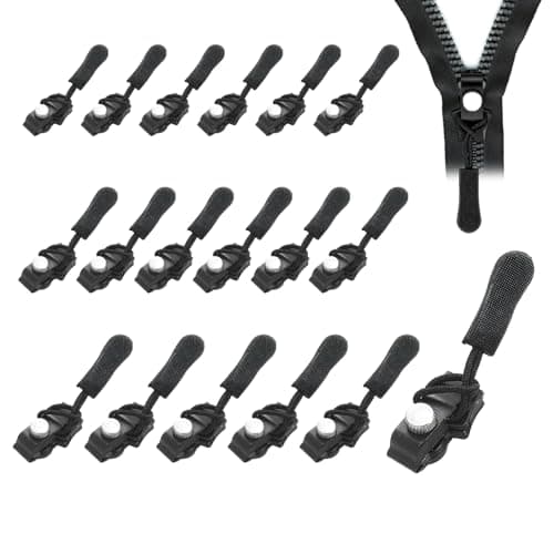 18 Pcs Zip Repair Kit, 3 Sizes Universal Replacement Zipper Repair, Removable Universal Zipper Repairer, Black Instant Zip Fixer Set for Jackets Bags Clothing Luggage Jeans