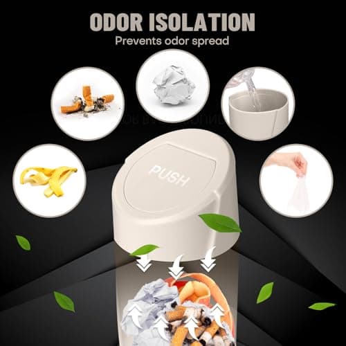 SGLRT Car Trash Can Bin with Lid - Car Garbage Can Cup Holder - Light Beige Mini Leakproof Vehicle Garbage Bin with 20pcs Trash Bags-Automotive Organizers and Storage for Front Back Seat Accessories — view 4