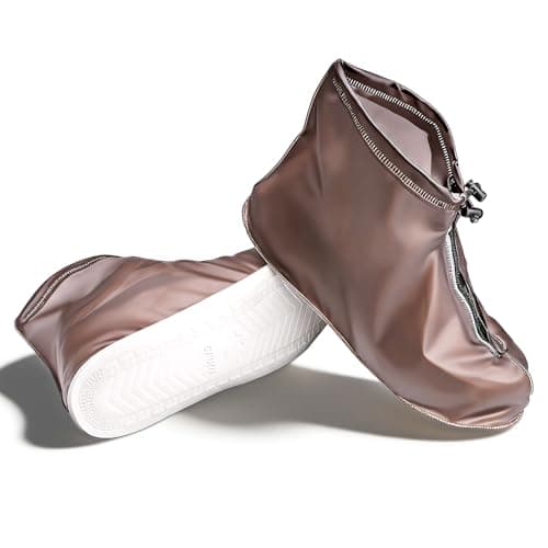 1 Pair Waterproof Shoe Covers Reusable, Over Shoes Protectors, Non Slip Waterproof Overshoes, Black Rain Boot Shoe Covers, Thickened Foldable Boot Cover for Rain Gardening Hiking Outdoor Cycling