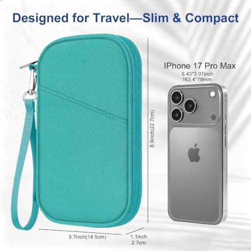 EcoVision Family Passport Holder for Travel with RFID Blocking, Traveling Essentials Organizer Pouch Bag, Light Passport Wallet for Travel Must Haves Accessories for Women Men, Turquoise, S — view 2