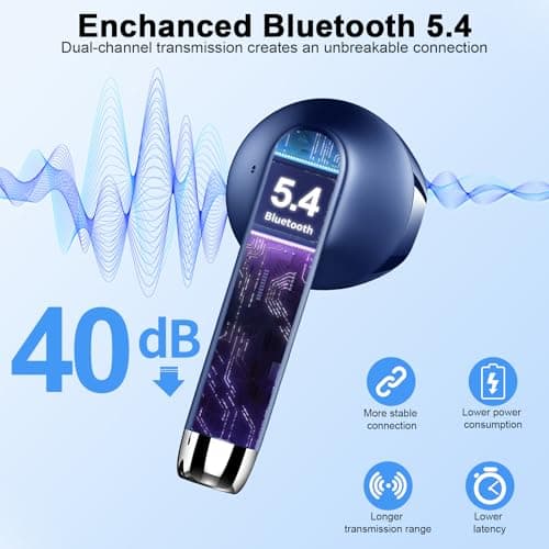 Drsaec Wireless Earbuds, 2026 NEW Wireless Headphones with 4 ENC Mic Blue — view 2