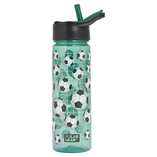 Polar Gear Goal Getter Kids Water Bottle, Green, 600ml, BPA Free, Flip Cap with Straw, Football Theme, 48+ Months — view 4