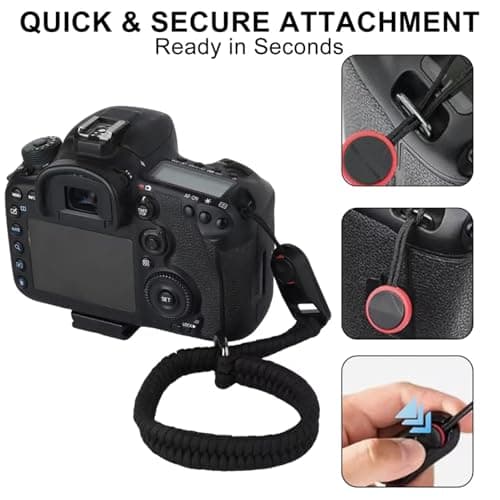 KDRNXVAL 2 Pack Camera Wrist Straps with 4 Quick-Release Buckles, Durable Paracord Hand Straps with Adjustable D-Rings Safety Lanyards for DSLR & Mirrorless Cameras — view 3