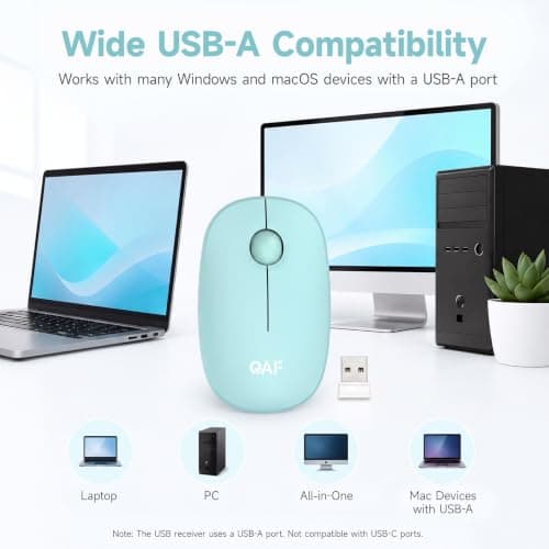 qaf Wireless Mouse 2.4G, Small Compact USB Mouse with Nano Receiver, Quiet Click, 1600 DPI, AA Battery Mouse, Portable Travel Mouse for Laptop, PC and Mac with USB-A — view 5