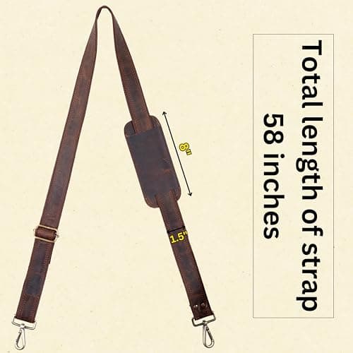 Leather Bag Shoulder Strap Men Messenger Bags Strap Replacement (Cinnamon) — view 4