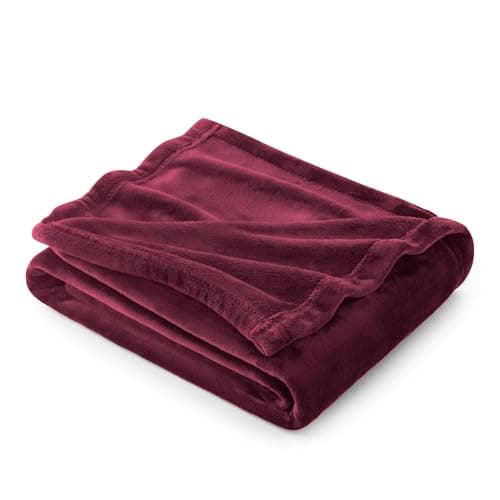 Bedsure Fleece Throw Blanket for Bed - Flannel, Burgundy Red, 150x200 cm