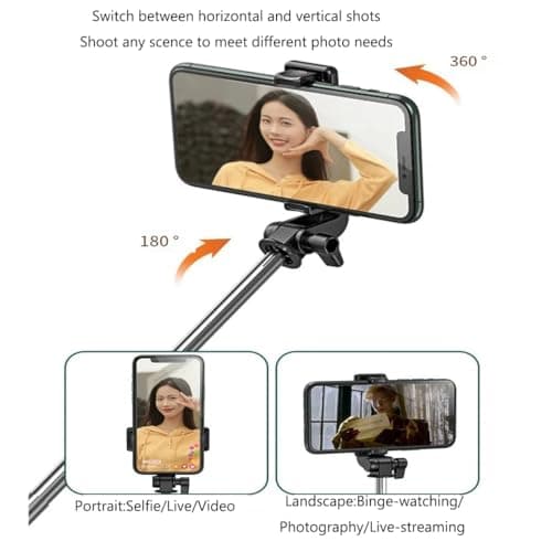 XIHAMA Selfie Stick Tripod, 4 in 1 Extendable & Portable Phone Tripod Stand with Wireless Remote Compatible with iPhone 16 15 14 pro Xs Max 8 7, Galaxy Note10/S20/S10/OnePlus 9/9 PRO etc — view 3