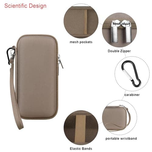 Elonbo Carrying Case for Garmin Xero C1 Pro Ballistic Precision Chronograph, Range Shooting Chronograph Travel Bag, Xero C1 Pro Chronograph Cover Holder, Pocket Fits Charging Adapters Tripod, Brown — view 4