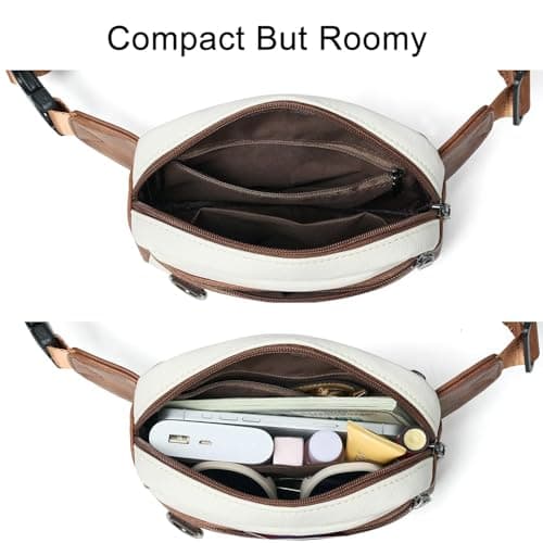 Leresas 2L Bumbag Fanny Packs for Women Men Cross Body Belt Bag Vegan Leather Fashion Waist Pack Waist Bag Travel Hiking Running, Beige, 117.5 Cubic inches,Trendy Fanny Pack — view 4