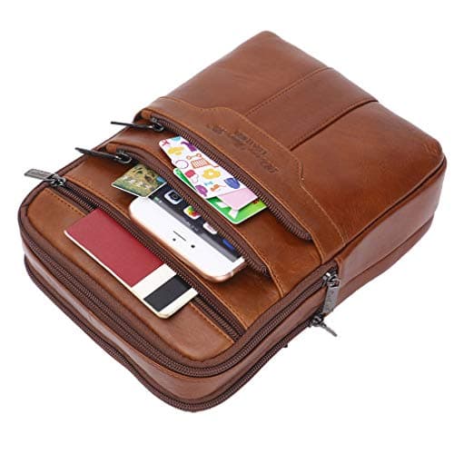 Xieben Vintage Leather Shoulder Messenger Bag for Men Travel Business Crossbody Pack Wallet Satchel Sling Chest Bags Brown — view 5