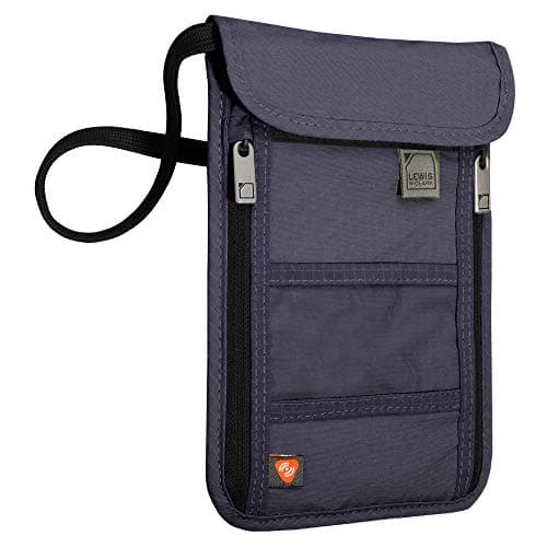 Lewis N. Clark RFID Neck Stash, Navy, One Size, RFID Blocking Stash Neck Wallet, Travel Pouch + Passport Holder for Women & Men